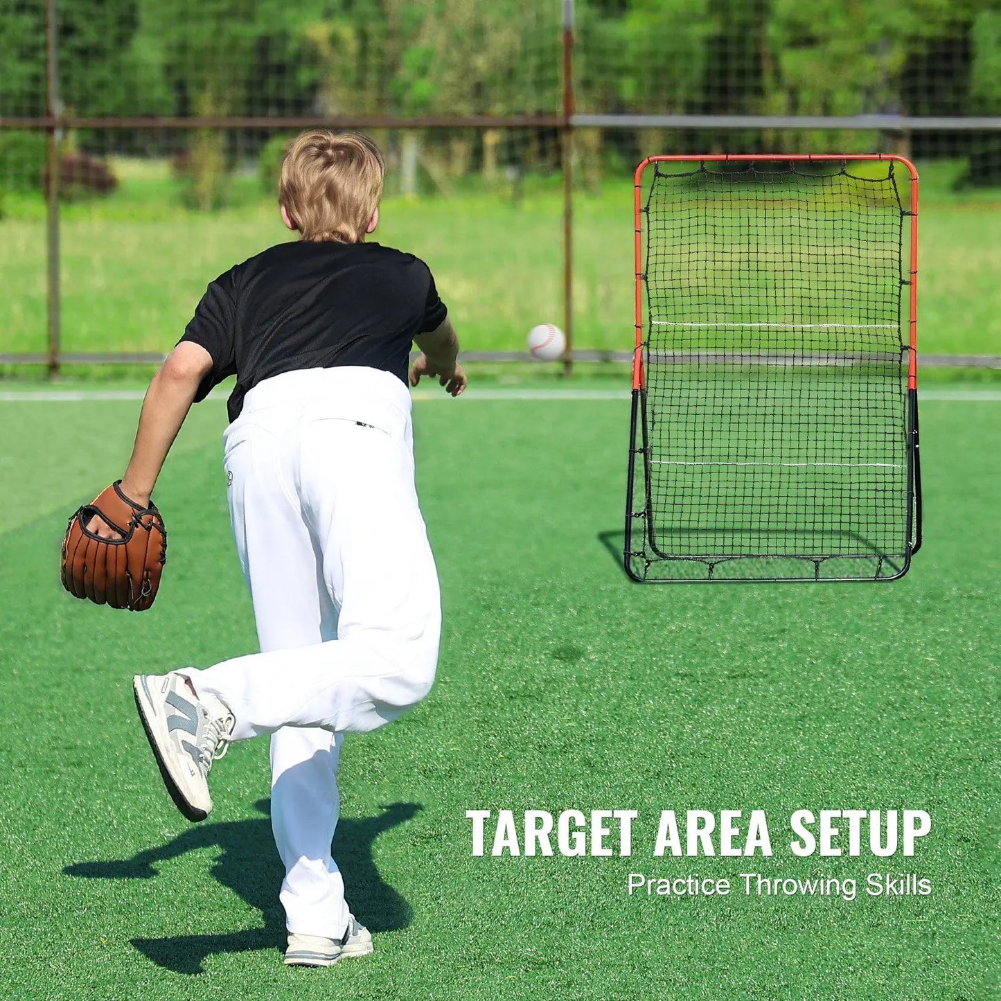 3x4.5 ft PitchBack 3-Way Trainer Baseball And Softball Rebounder Net