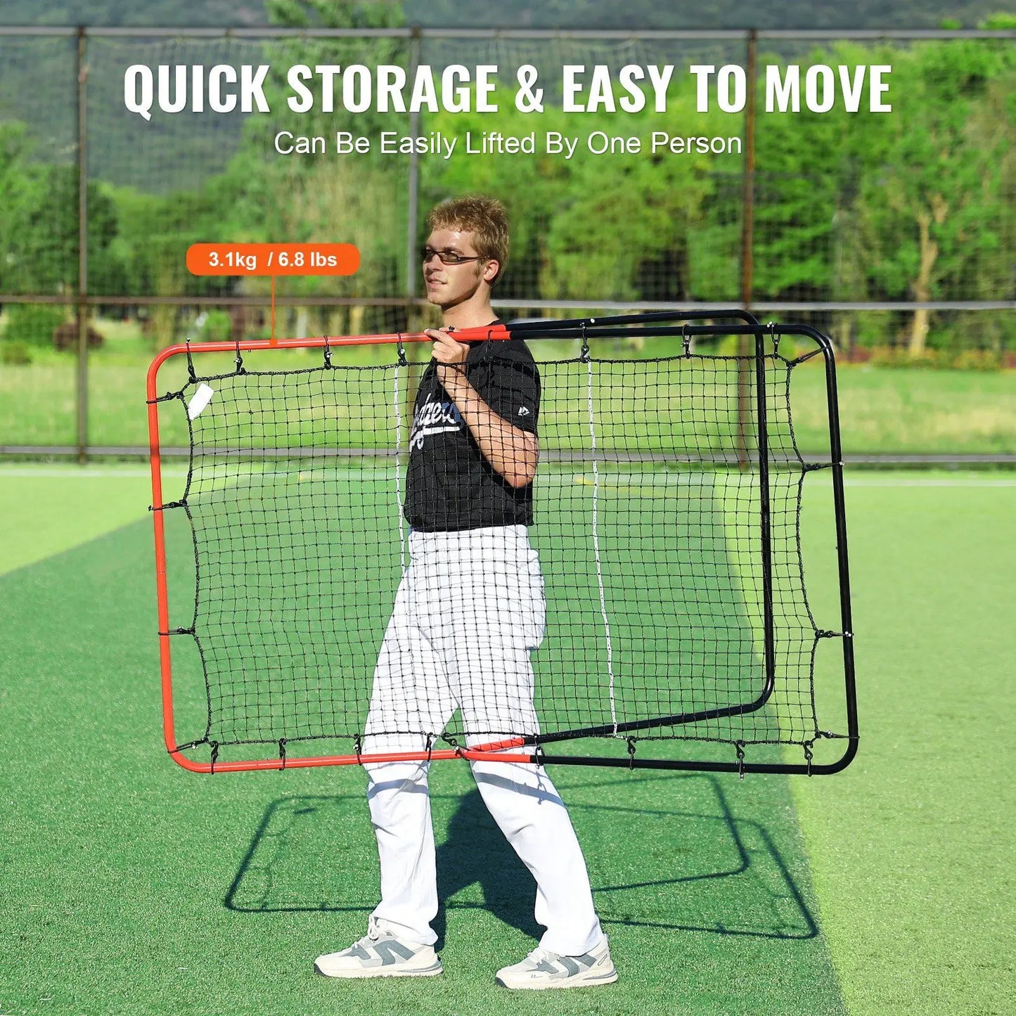 3x4.5 ft PitchBack 3-Way Trainer Baseball And Softball Rebounder Net