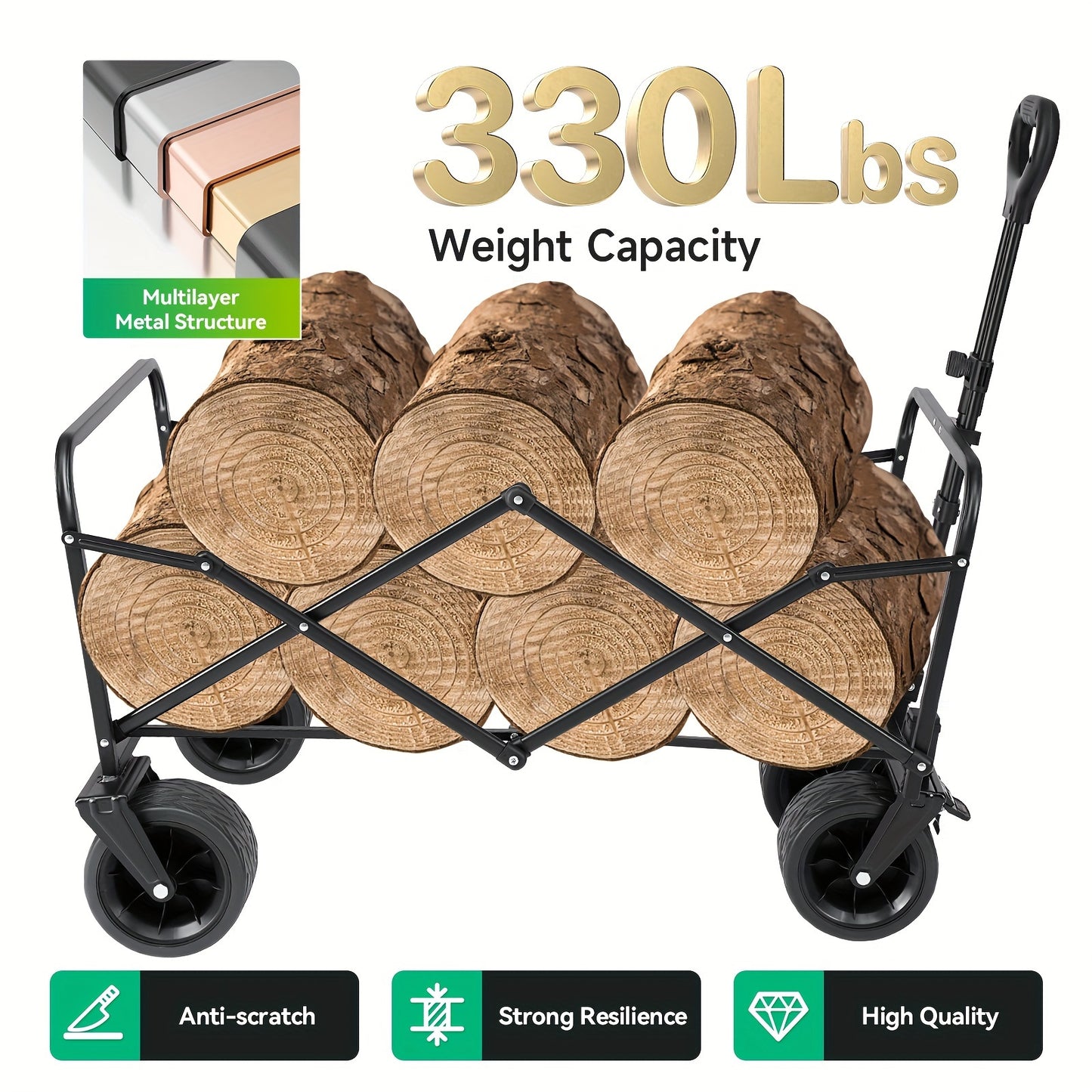 1pc, Foldable Travel Trolley - 450LBS Large Capacity