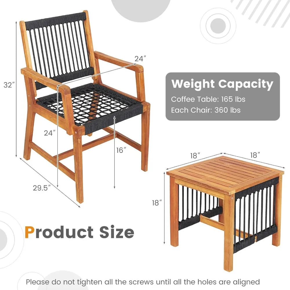 3Pieces Wood Outdoor Furniture Set