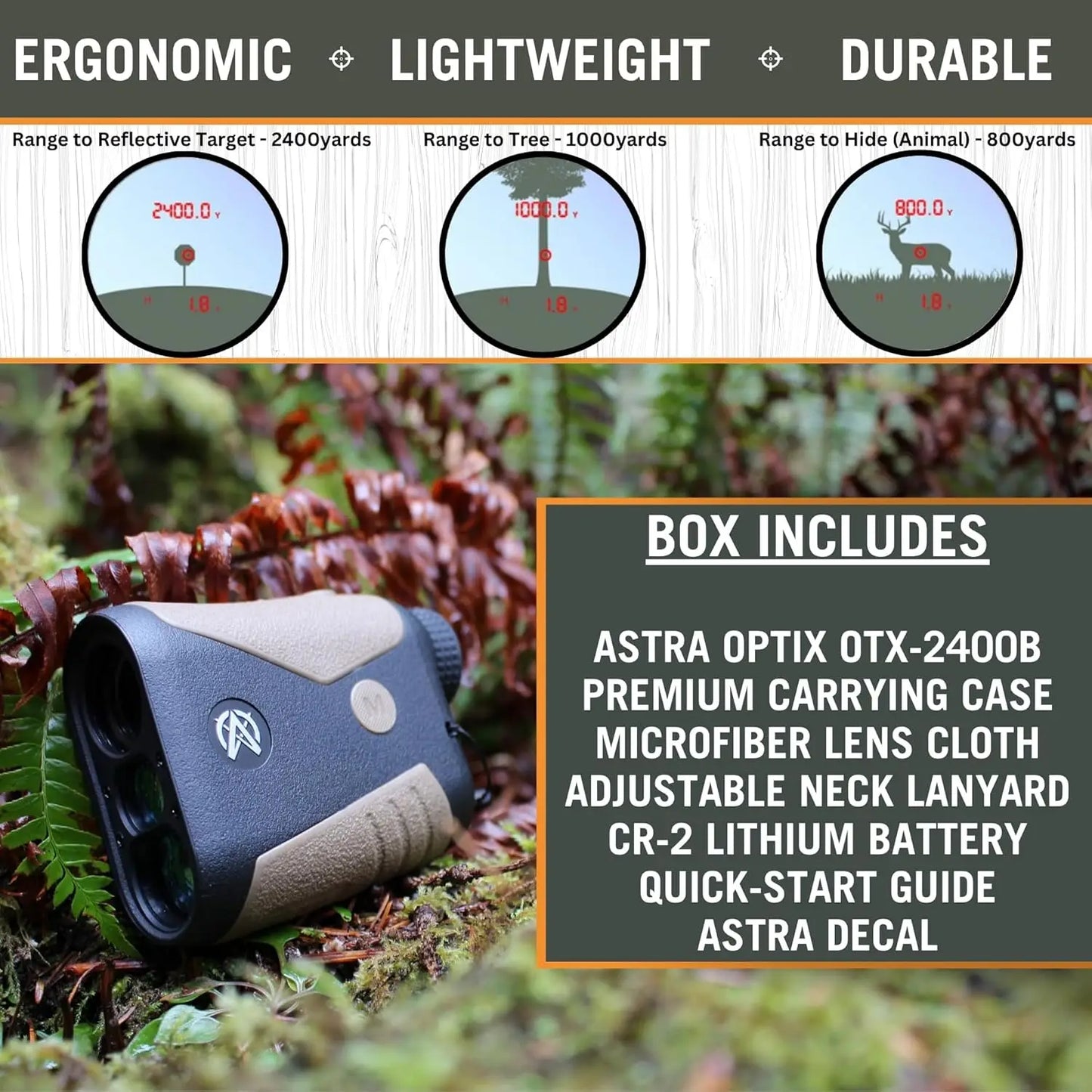 Rangefinder for Hunting, Shooting, & Golf, Red OLED Display Fast 0.1s and Accurate +/-1 yd with Ballisti