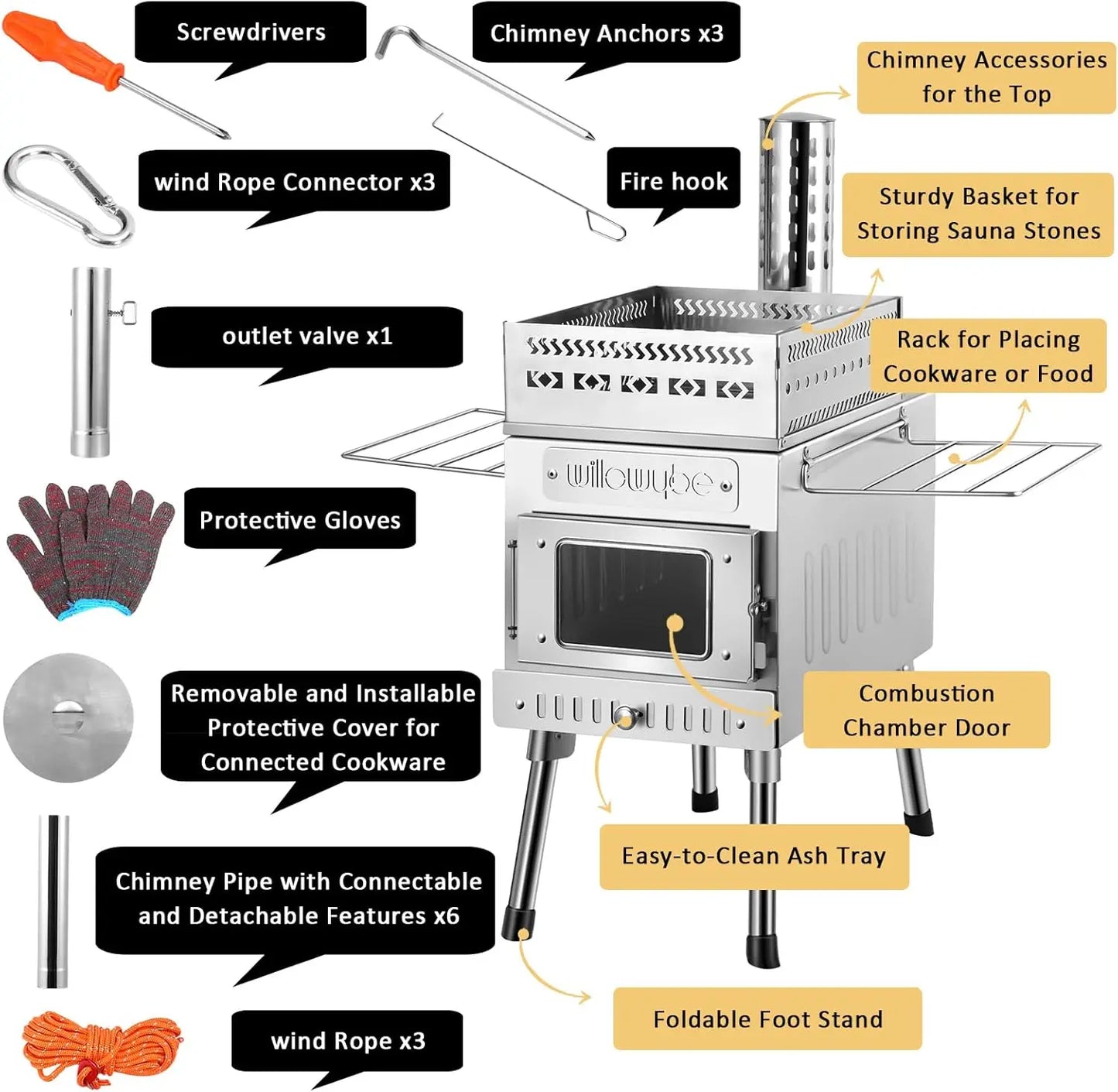 Outdoor Sauna Hot Tent Stove, Heater