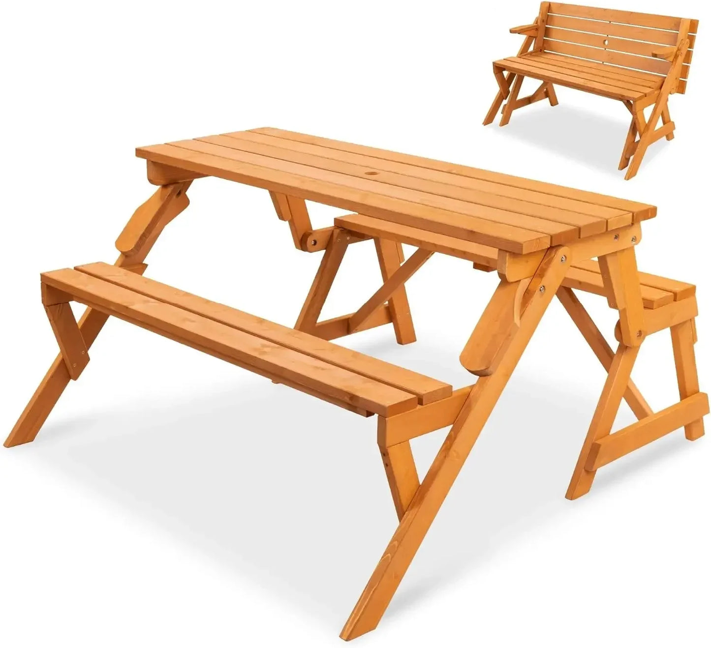 Modern Convertible Products Brown Wood Grain Patio Benches