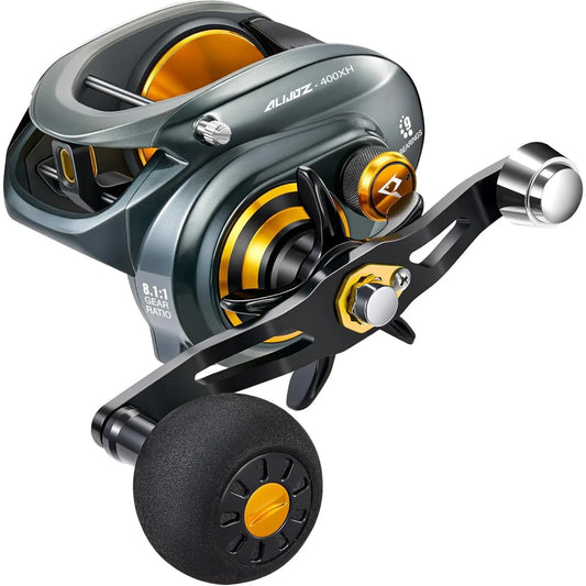 Alijoz 400 Baitcaster Fishing Reel 38Lbs Max Drag Aluminum Alloy Frame Reel Available in 8.1:1 Gear Ratio