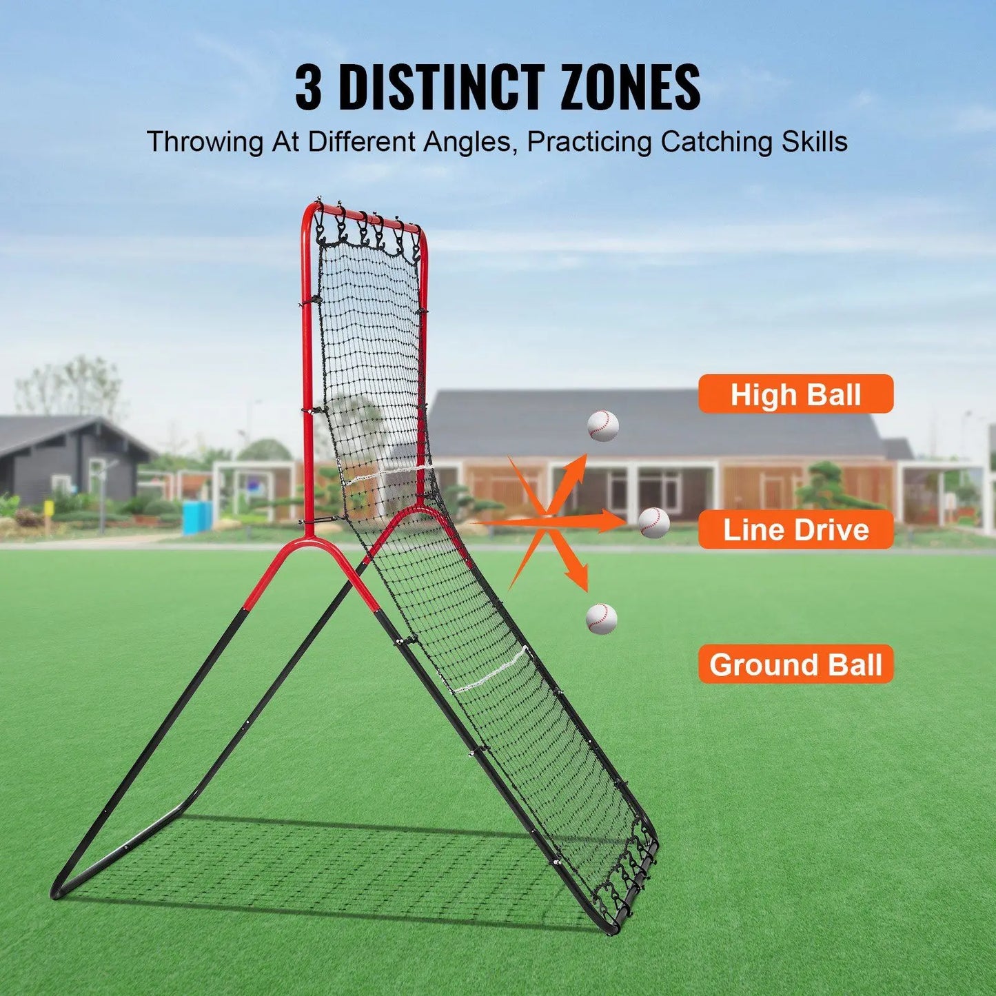3x4.5 ft PitchBack 3-Way Trainer Baseball And Softball Rebounder Net