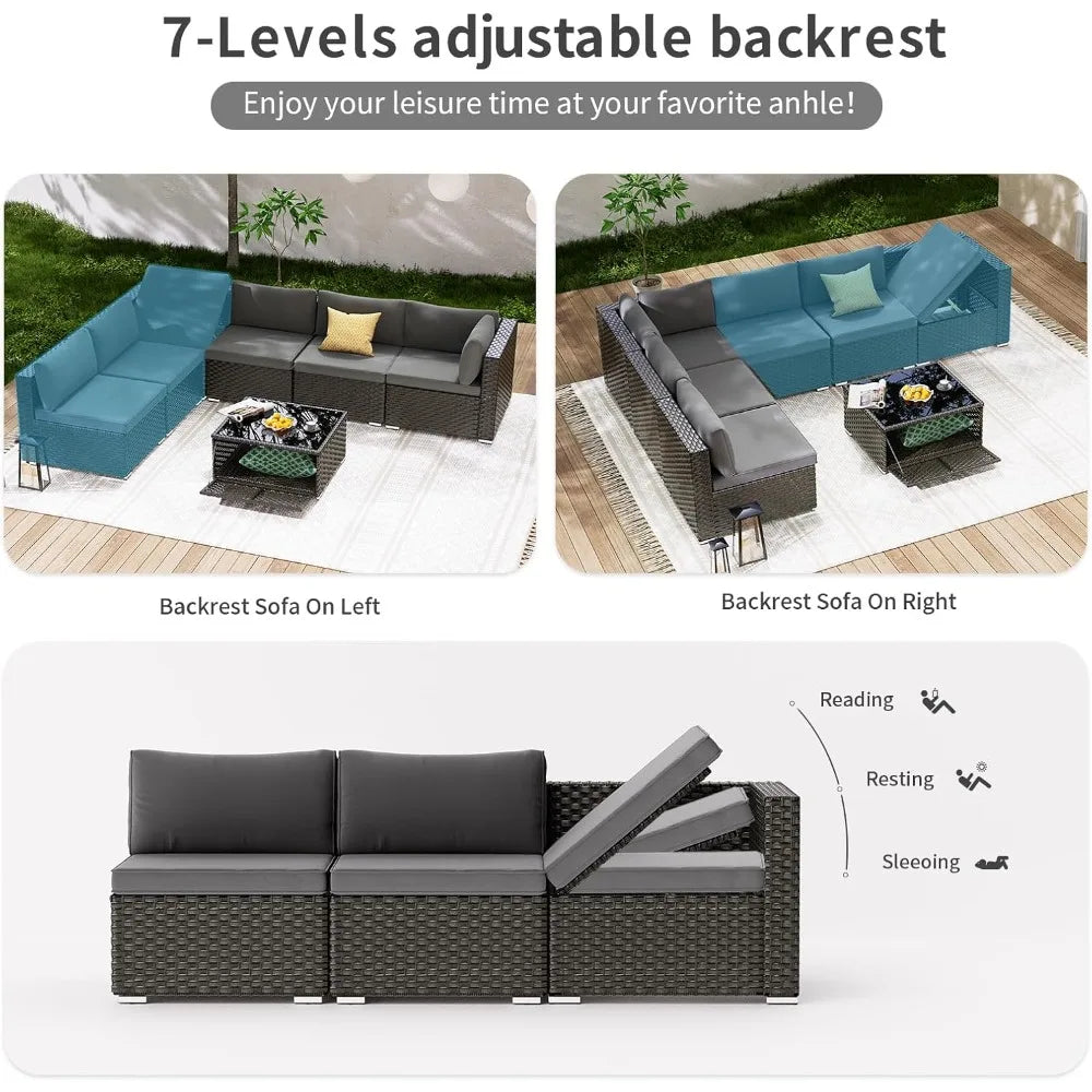 7 Pieces Patio Furniture Set, Modular