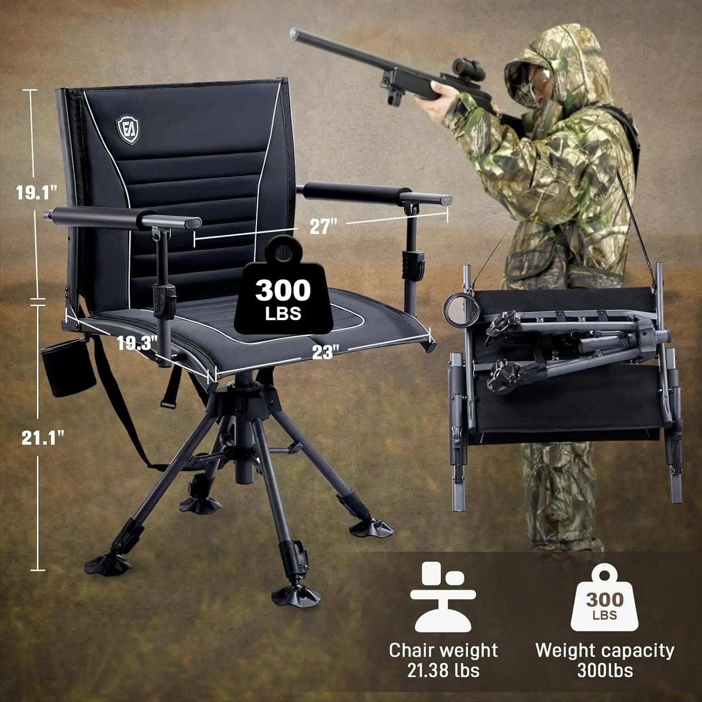 360° Silent Swivel Hunting Chair for Blinds