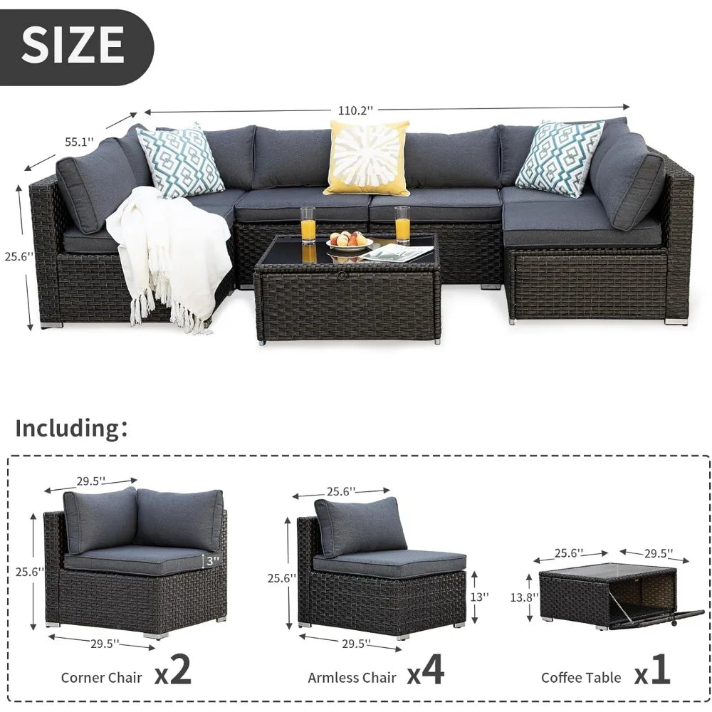 7 Pieces Patio Furniture Set, Modular