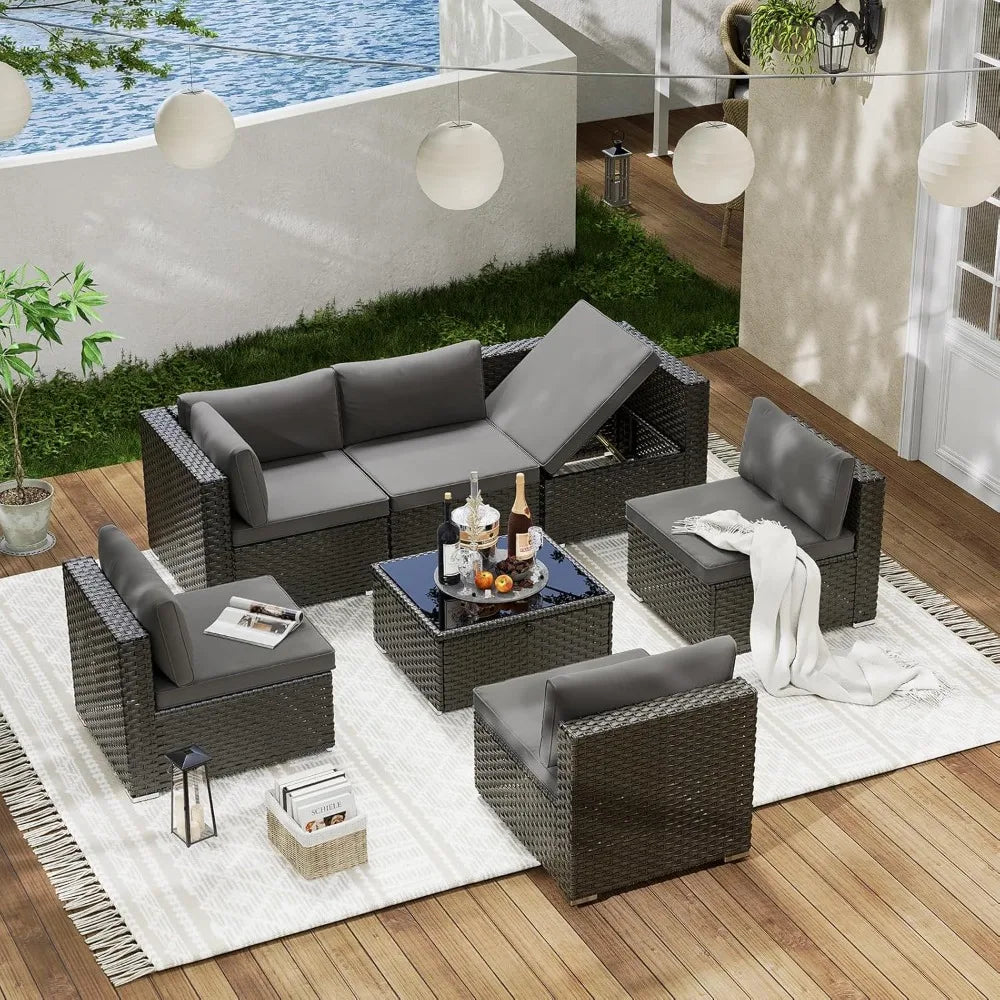 7 Pieces Patio Furniture Set, Modular