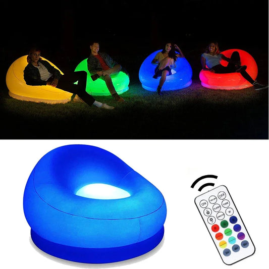 Inflatable Lounger Air Sofa Lightweight LED Multicolored