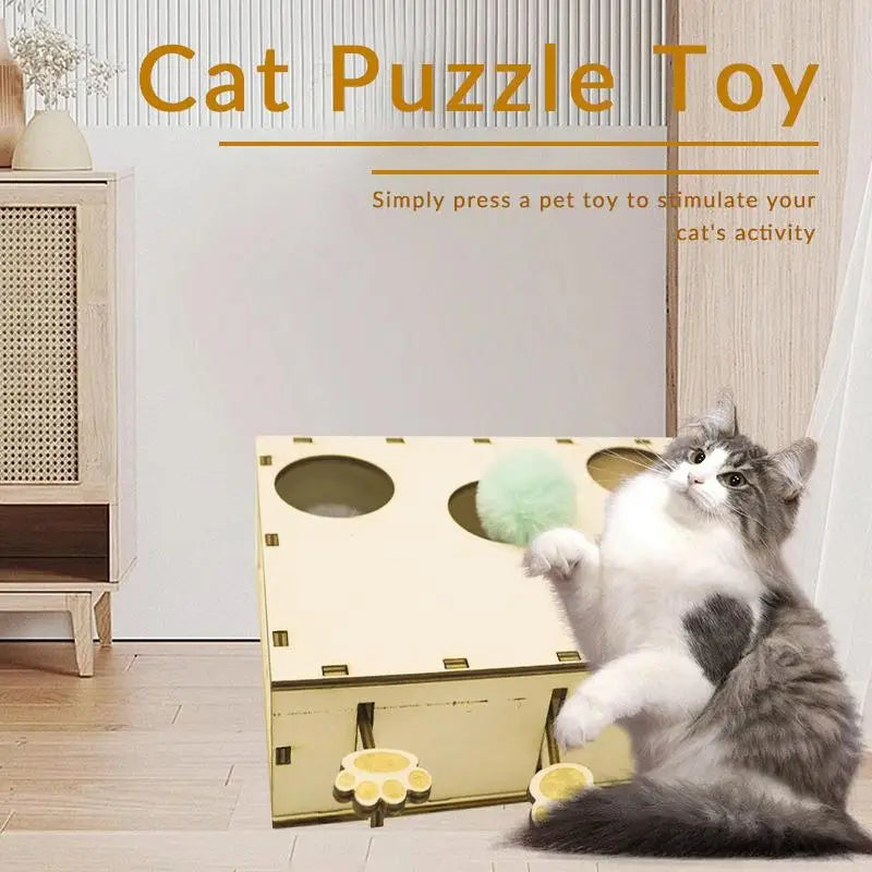 Interactive Cat Toy Wood Whack Mole