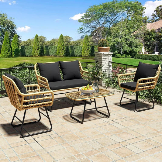 4-Piece Patio Furniture Wicker Outdoor Set