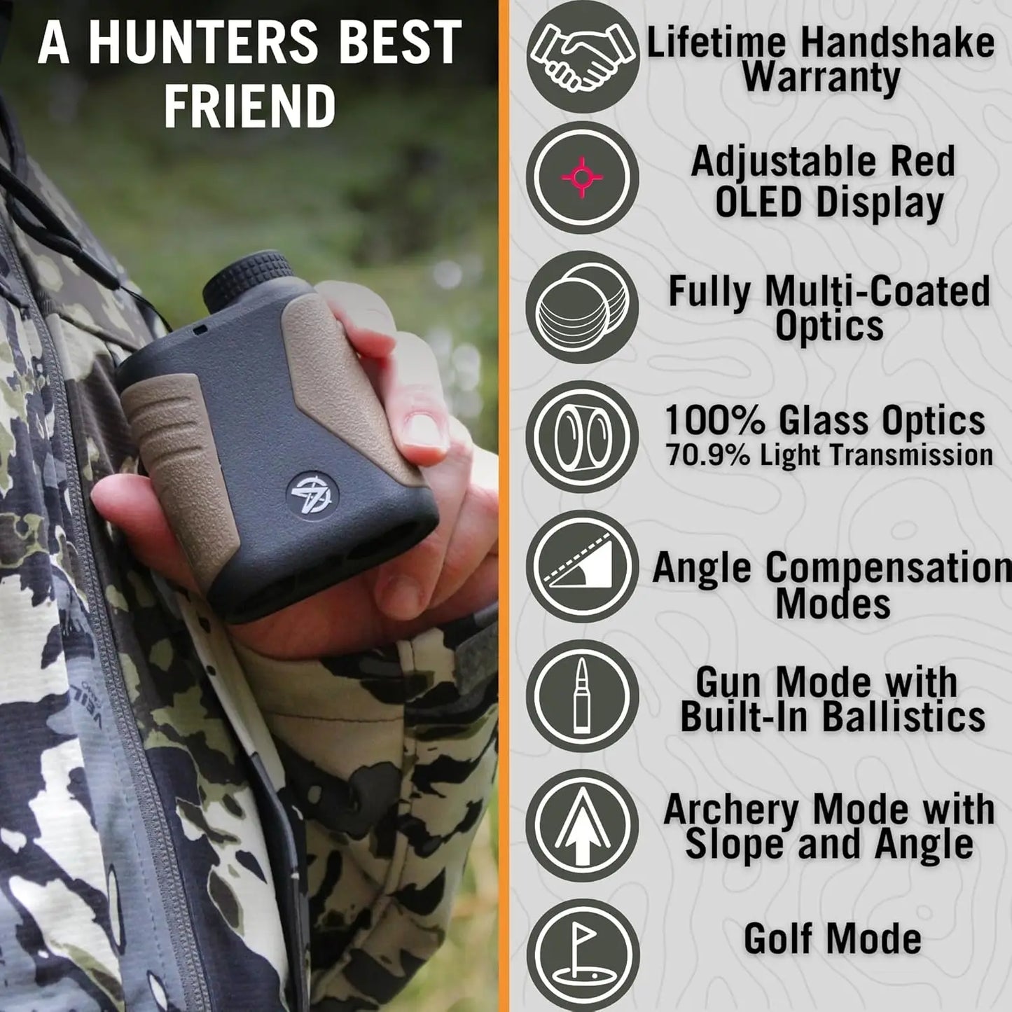 Rangefinder for Hunting, Shooting, & Golf, Red OLED Display Fast 0.1s and Accurate +/-1 yd with Ballisti