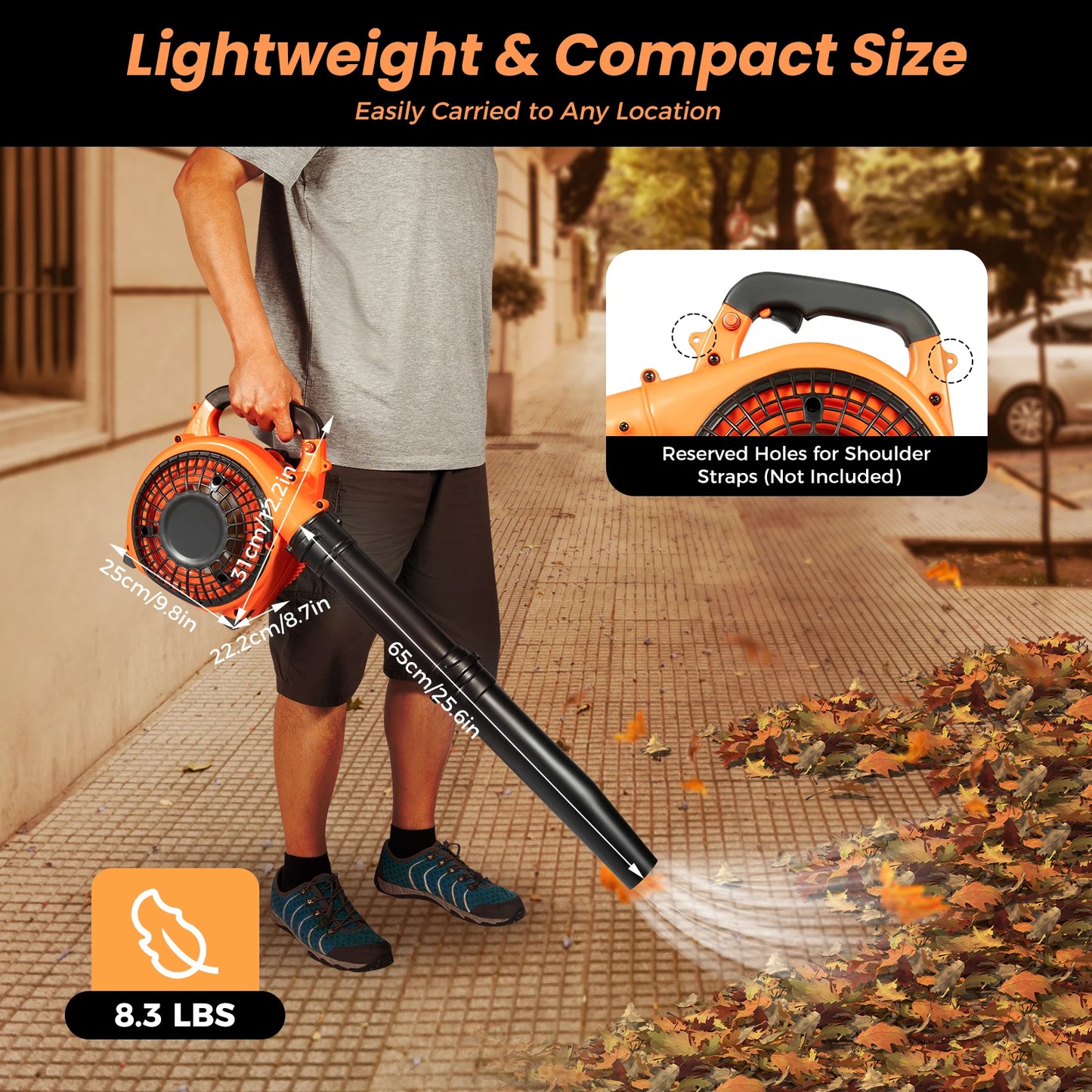 2-Stroke Leaf Blower Gas Powered Grass Lawn Yard Dust Blowing Cleaning Tool Handheld