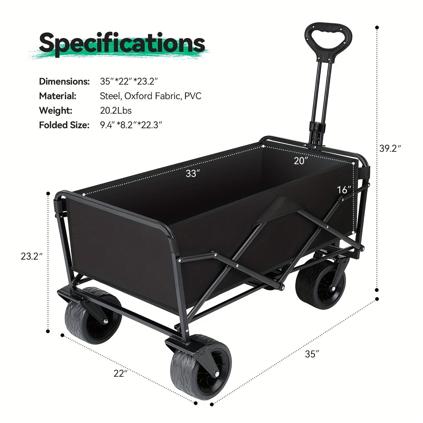 1pc, Foldable Travel Trolley - 450LBS Large Capacity